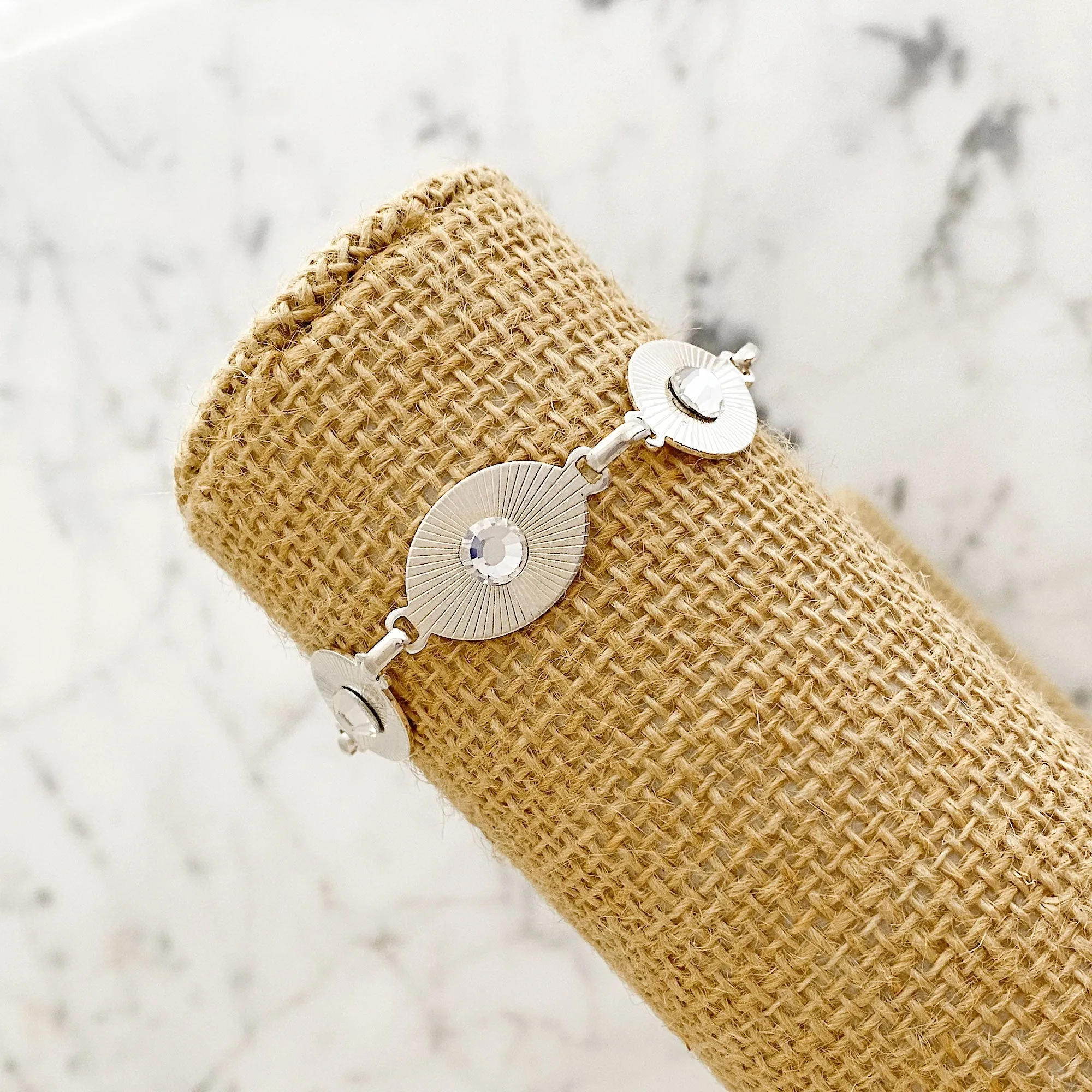 TAYA silver and crystal link bracelet