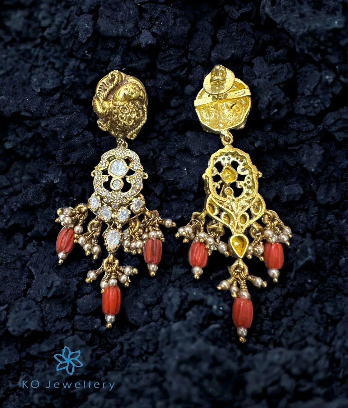 The Janaki Silver Peacock Kundan Earrings
