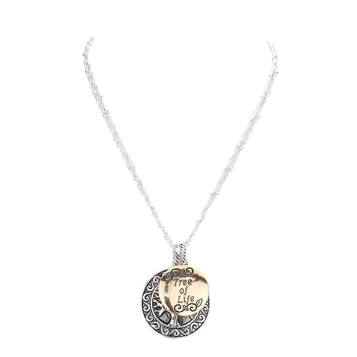 Tree of Life Antique Metal Round Pendant Necklace