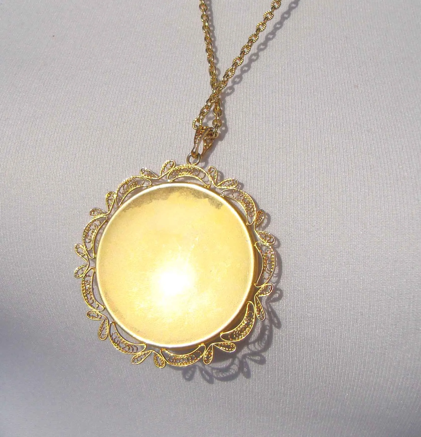 Vintage 70s Damascene Necklace Toledo Medallion Necklace