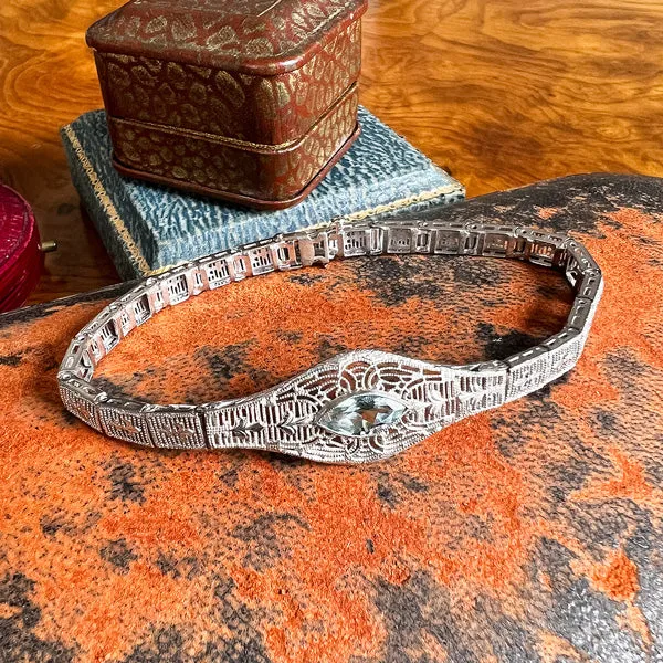 Vintage Aquamarine Filigree Bracelet