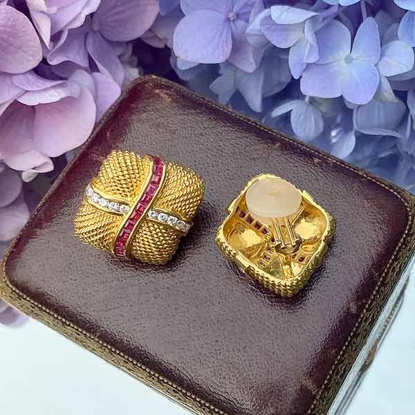Vintage Ruby & Diamond Earrings